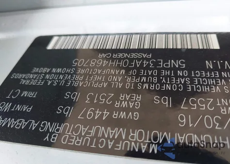 2017 Hyundai Sonata Sport из США, поврежденный, VIN 5NPE34AF0HH468705